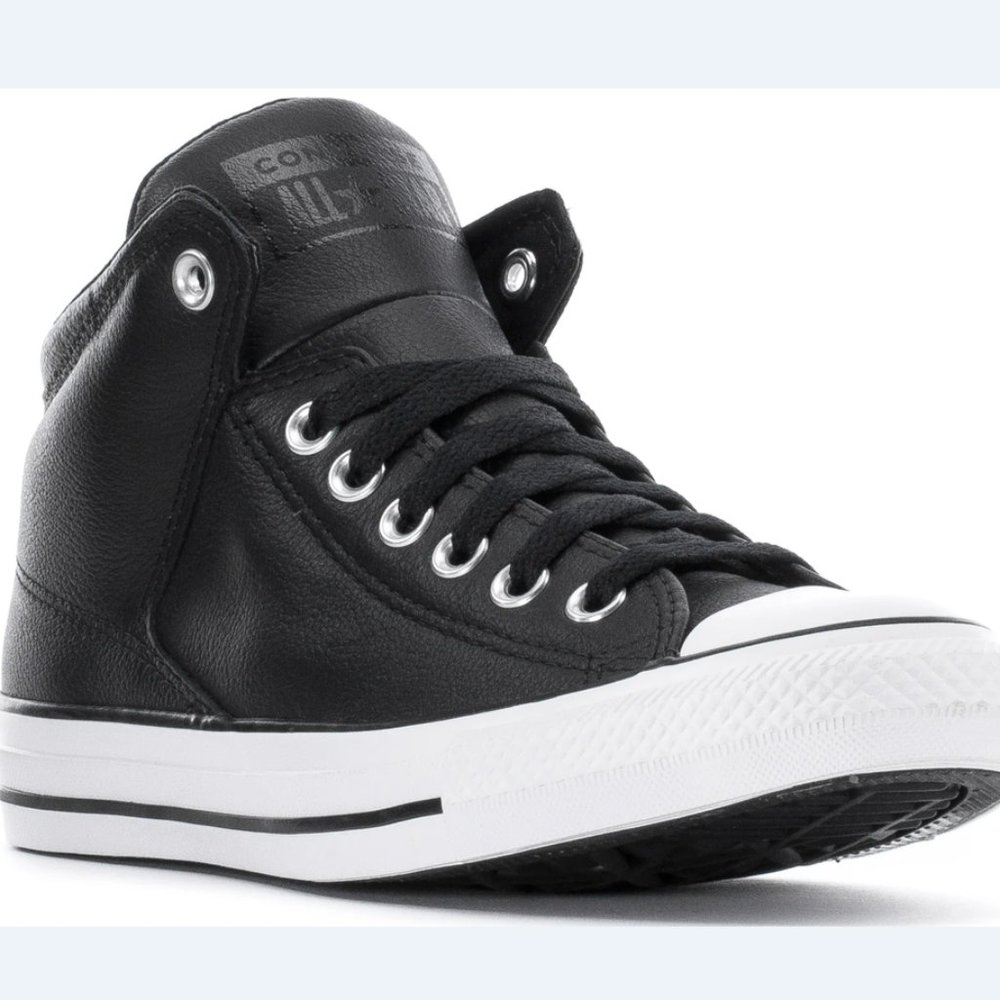 New CONVERSE Chuck Taylor hi top athletic Sneakers Leather Mens black all sizes - Picture 3 of 6